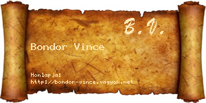 Bondor Vince névjegykártya